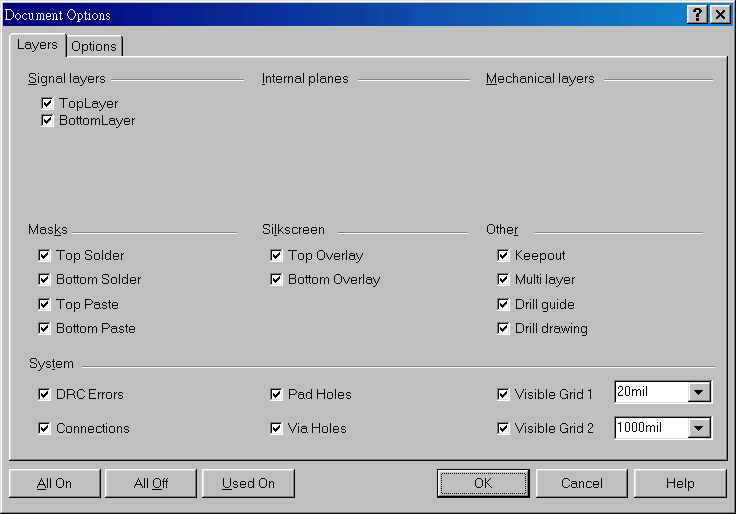 在主功能列，Design >> Option，打開Document Option設(shè)置環(huán)境