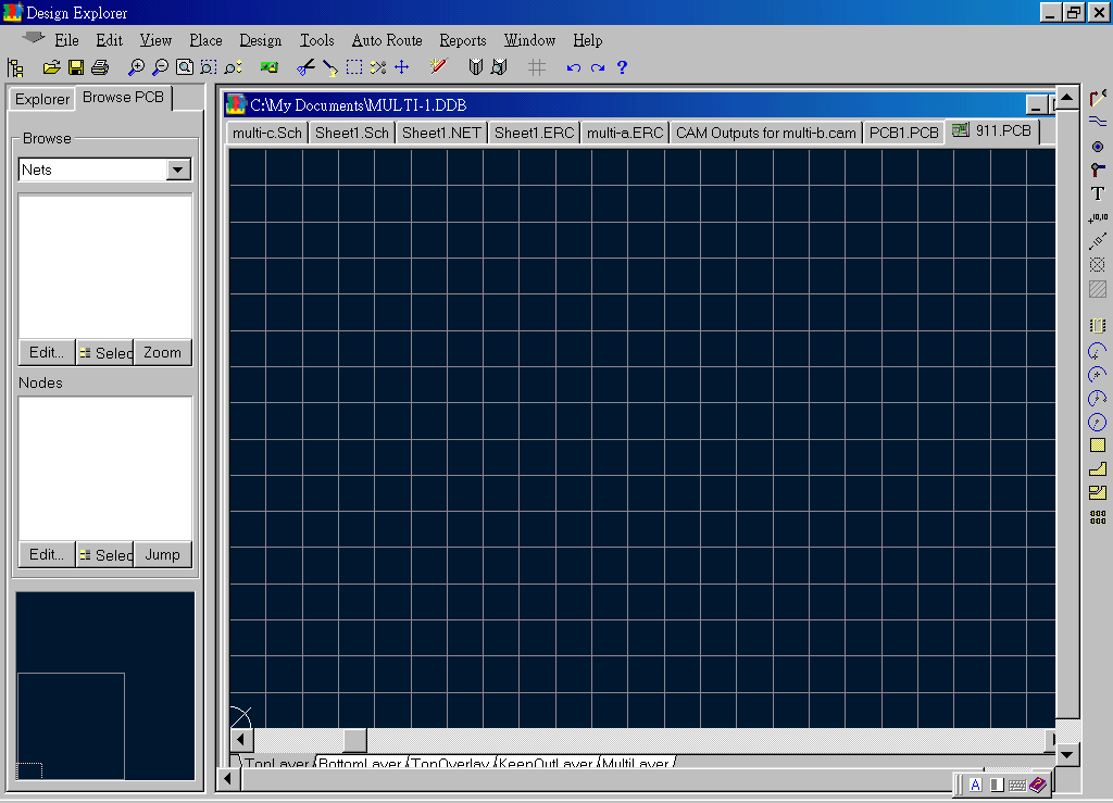 先預備一個PCB編輯環(huán)境，不必設置邊界。