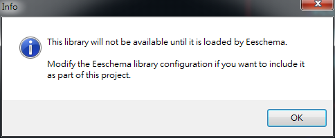 存檔離開。它會提醒你，要增加library搜尋路徑， 不然無法在library browser 找到你的library 