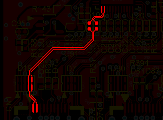 差分線盡量走等長線、等距，避免時序偏差及共模干擾